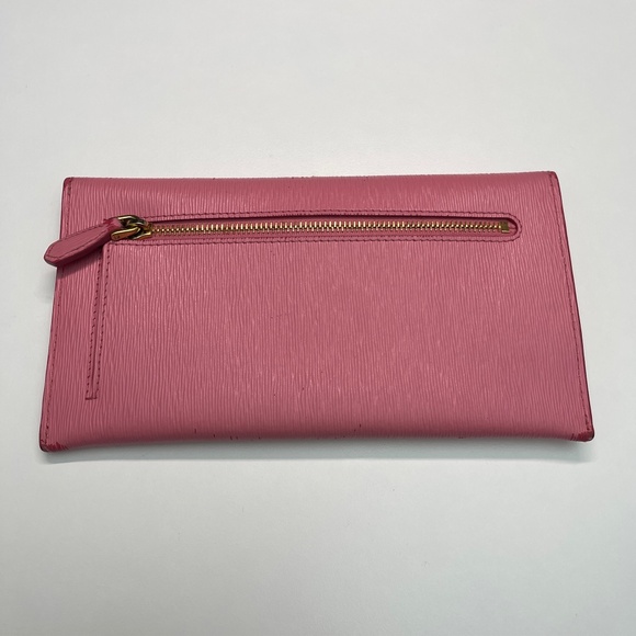PRADA pink leather Saffiano metal Vitello Move envelope wallet clutch bag - Picture 9 of 16
